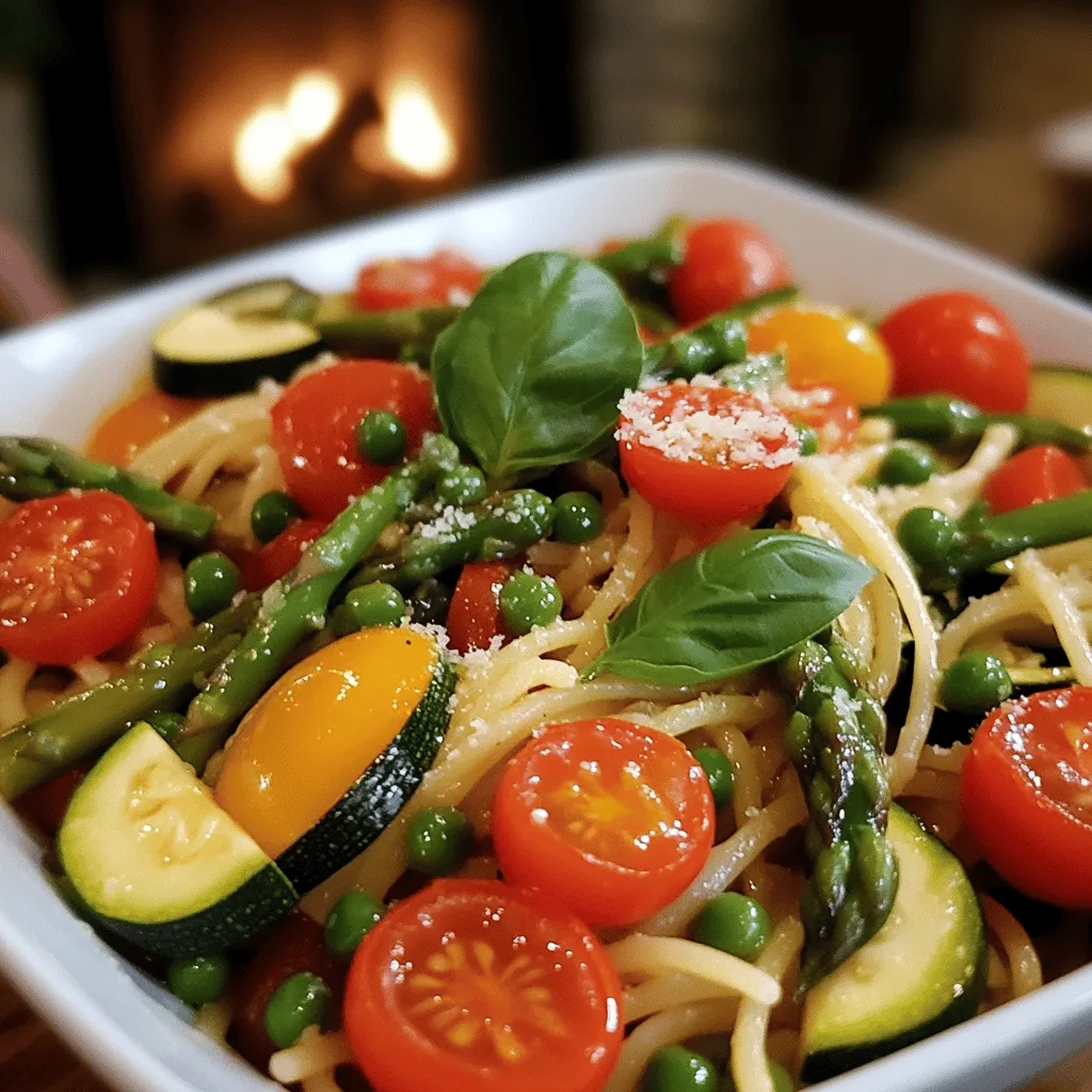To create a great spring vegetable pasta primavera, focus on fresh, seasonal ingredients. The best spring vegetables for pasta include asparagus, zucchini, bell peppers, cherry tomatoes, and peas. These vegetables bring bright colors and flavors to your dish. You can find them in local markets during springtime.
