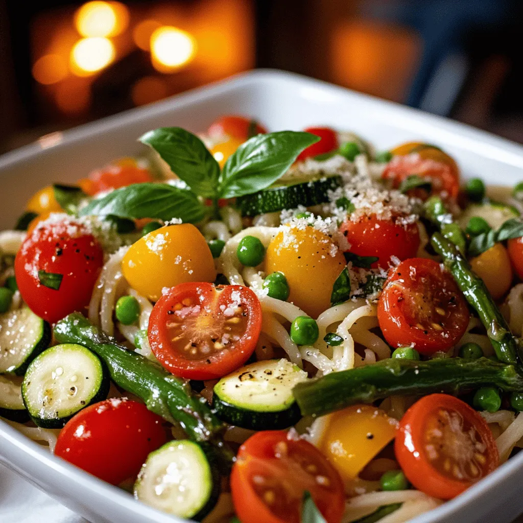 To create a great spring vegetable pasta primavera, focus on fresh, seasonal ingredients. The best spring vegetables for pasta include asparagus, zucchini, bell peppers, cherry tomatoes, and peas. These vegetables bring bright colors and flavors to your dish. You can find them in local markets during springtime.
