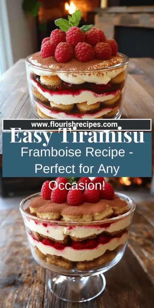 Impress your friends and family with Tiramisu Framboise, a delightful twist on the classic dessert! This easy recipe features creamy mascarpone paired with tart raspberries, creating a burst of flavor that will leave everyone wanting more. With simple steps and essential tips, you'll master this delicious treat in no time. Click through to explore the full recipe and discover variations to make it your own! Enjoy every delicious layer of Tiramisu Framboise!