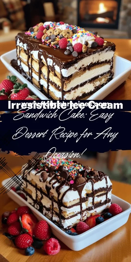 Indulge in a fun and delicious dessert with this easy-to-make ice cream sandwich cake! Perfect for summer gatherings and parties, this delightful treat features layers of ice cream sandwiches, whipped cream, and your favorite toppings like crushed cookies and sprinkles. Customize with different flavors and colors for a memorable dessert everyone will love. Click through for the full recipe and impress your friends and family with this cool cake!