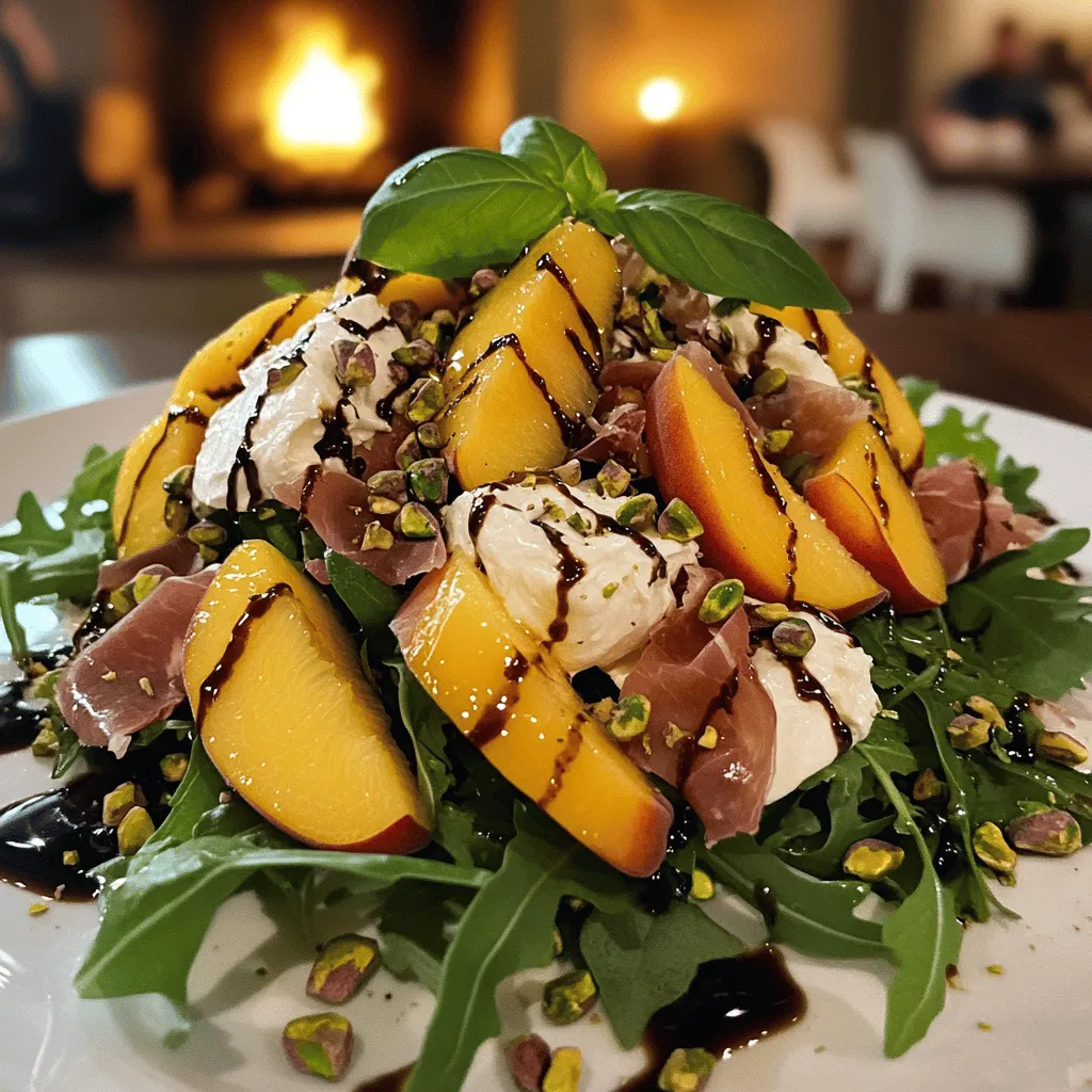 Peach burrata salad shines in summer. It combines fresh, juicy peaches with creamy burrata. The bright flavors make it a perfect fit for warm days.