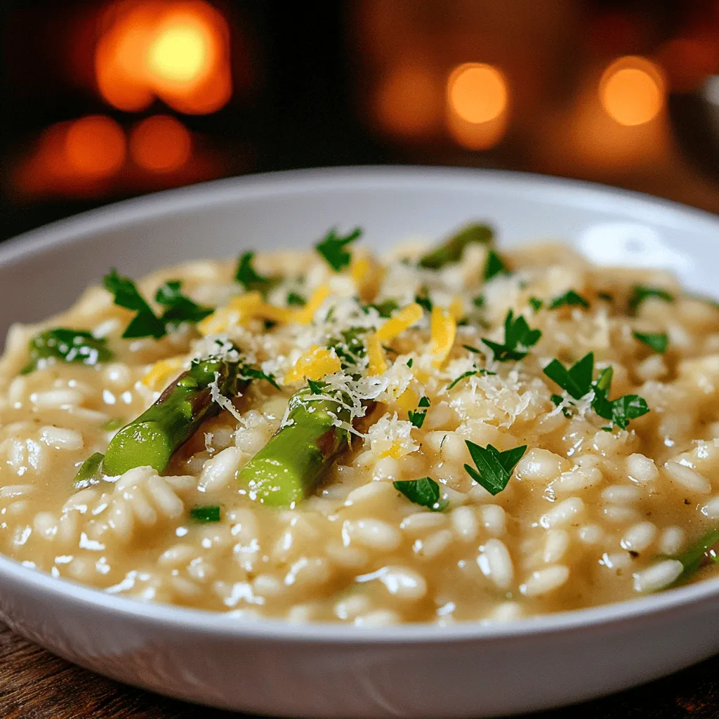 To make Risotto Asperges Parmesan, you need simple, fresh ingredients. Start with 1 cup of Arborio rice. This rice is key for creamy risotto. You also need 4 cups of low-sodium vegetable broth to give flavor. Fresh asparagus is a must, so grab a bunch and cut it into small pieces. You will need 1 medium onion and 3 cloves of garlic. These add a nice base flavor. Don’t forget 1 cup of grated Parmesan cheese for richness. Olive oil and butter give a smooth finish. Lastly, add salt, pepper, lemon zest, and parsley for freshness and color.