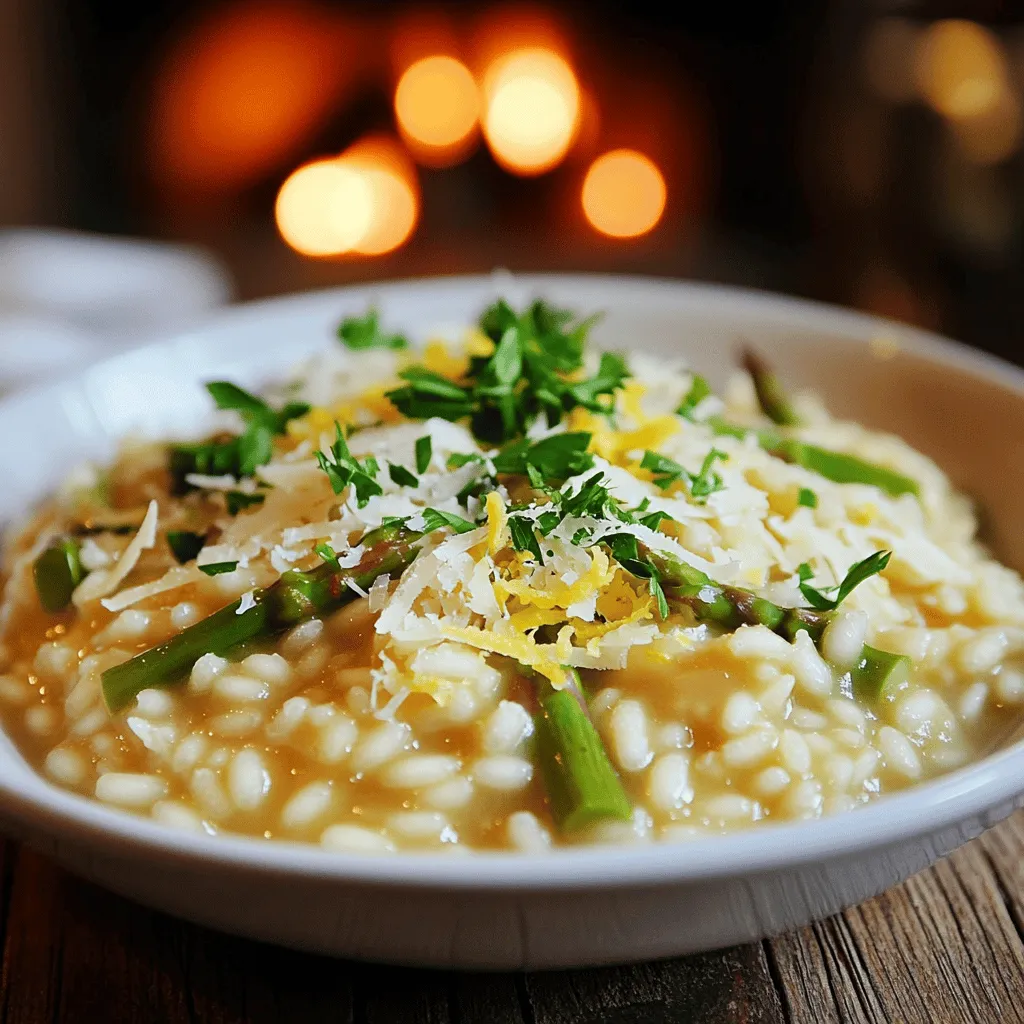 To make Risotto Asperges Parmesan, you need simple, fresh ingredients. Start with 1 cup of Arborio rice. This rice is key for creamy risotto. You also need 4 cups of low-sodium vegetable broth to give flavor. Fresh asparagus is a must, so grab a bunch and cut it into small pieces. You will need 1 medium onion and 3 cloves of garlic. These add a nice base flavor. Don’t forget 1 cup of grated Parmesan cheese for richness. Olive oil and butter give a smooth finish. Lastly, add salt, pepper, lemon zest, and parsley for freshness and color.