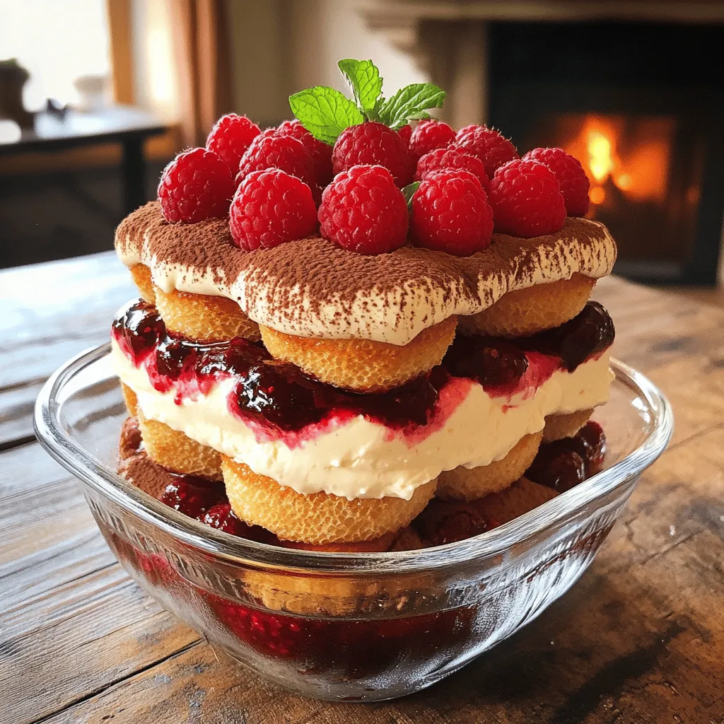 To make tiramisu framboise, you need a few key ingredients. The first is fresh raspberries, which bring a bright flavor. You also need heavy cream and mascarpone cheese for a creamy texture. Powdered sugar sweetens the mix, while vanilla extract adds depth.