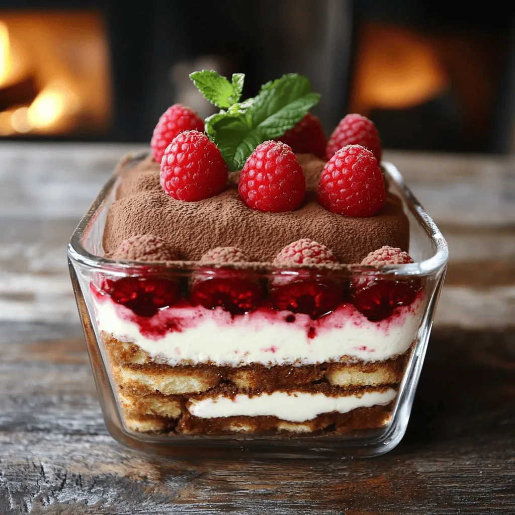 To make tiramisu framboise, you need a few key ingredients. The first is fresh raspberries, which bring a bright flavor. You also need heavy cream and mascarpone cheese for a creamy texture. Powdered sugar sweetens the mix, while vanilla extract adds depth.