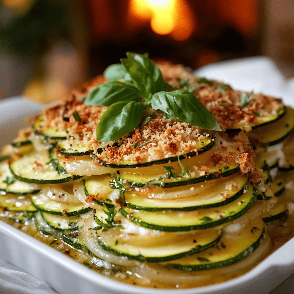 Gratin de courgettes légers shines with its simple yet flavorful ingredients. The star of the dish is the zucchini. I use four medium zucchini, sliced thin. This method helps them cook evenly and absorb all the good flavors.